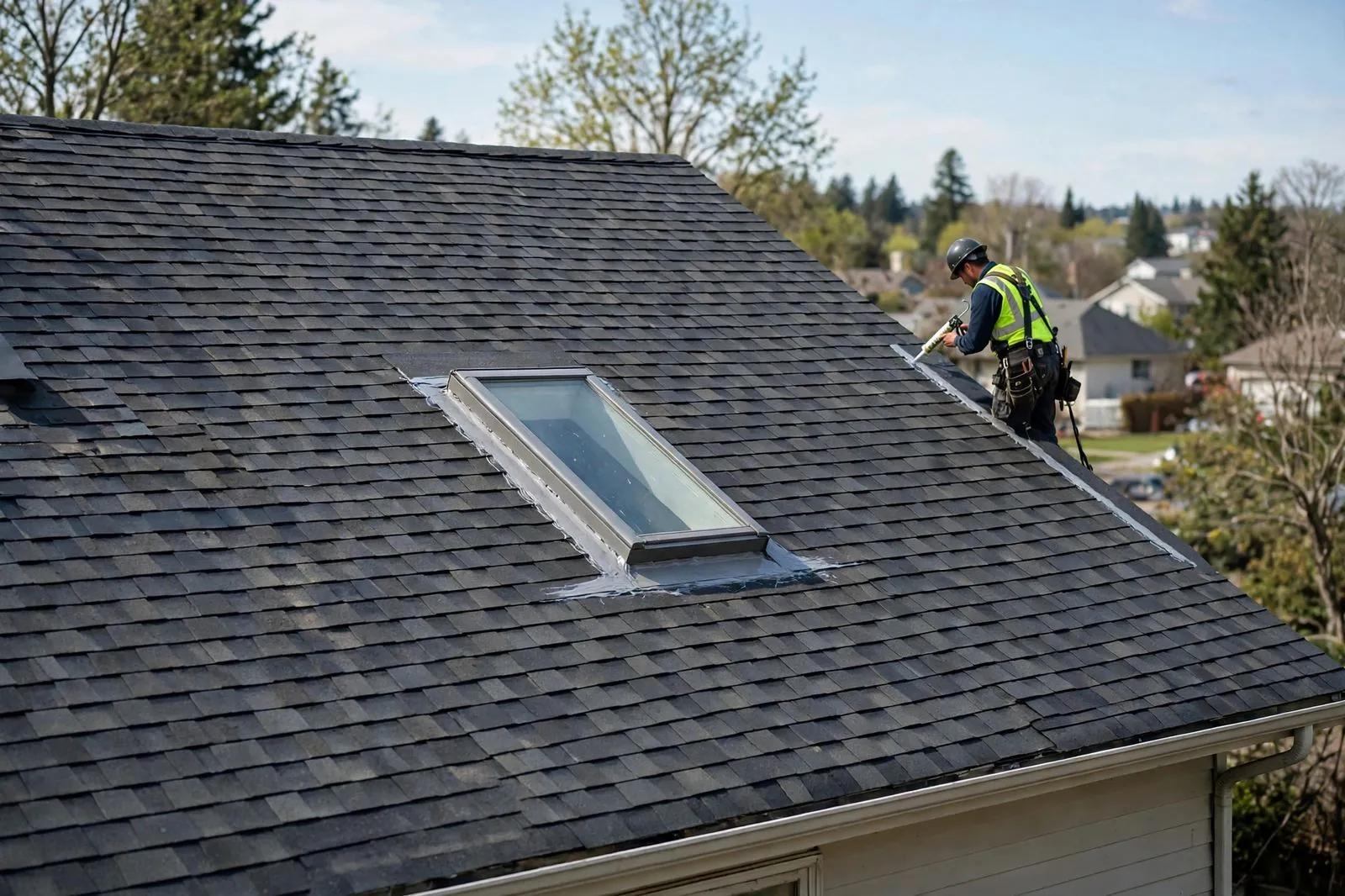 Resealing the flashing around a leaking skylight in Sayreville, NJ