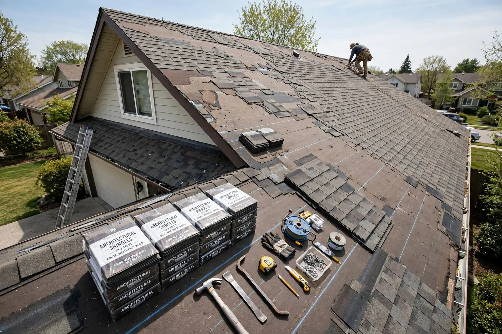 Roof work underway in South Amboy, NJ